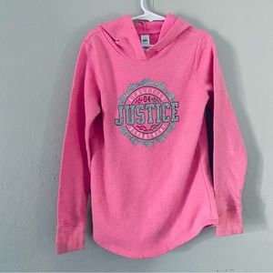 Justice Girls Hoodie‎ Size 8 Pink Silver Glitter Shimmery